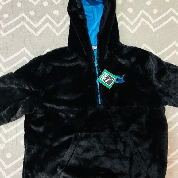 Puma faux fur black hoodie special edition - Picture 2 of 6
